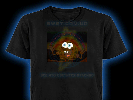 Светящаяся футболка с эквалайзером Sponge Bob